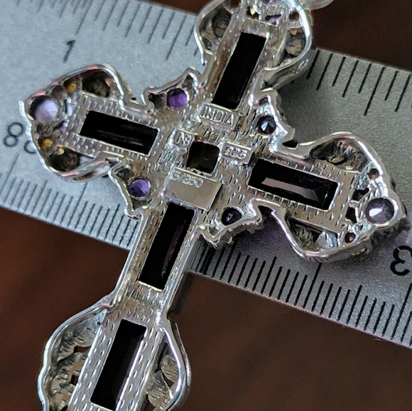 NICKY BUTLER RAJ COLLECTION LIMITED Sterling Silver Onyx Cross Pendant 925 NB - Picture 4 of 10